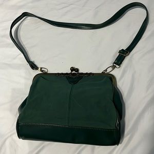 Green faux leather purse